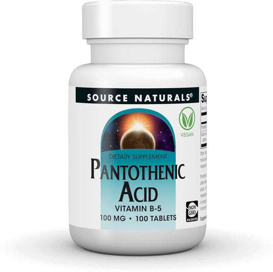 Source Naturals Pantothenic Acid 100mg front bottle view