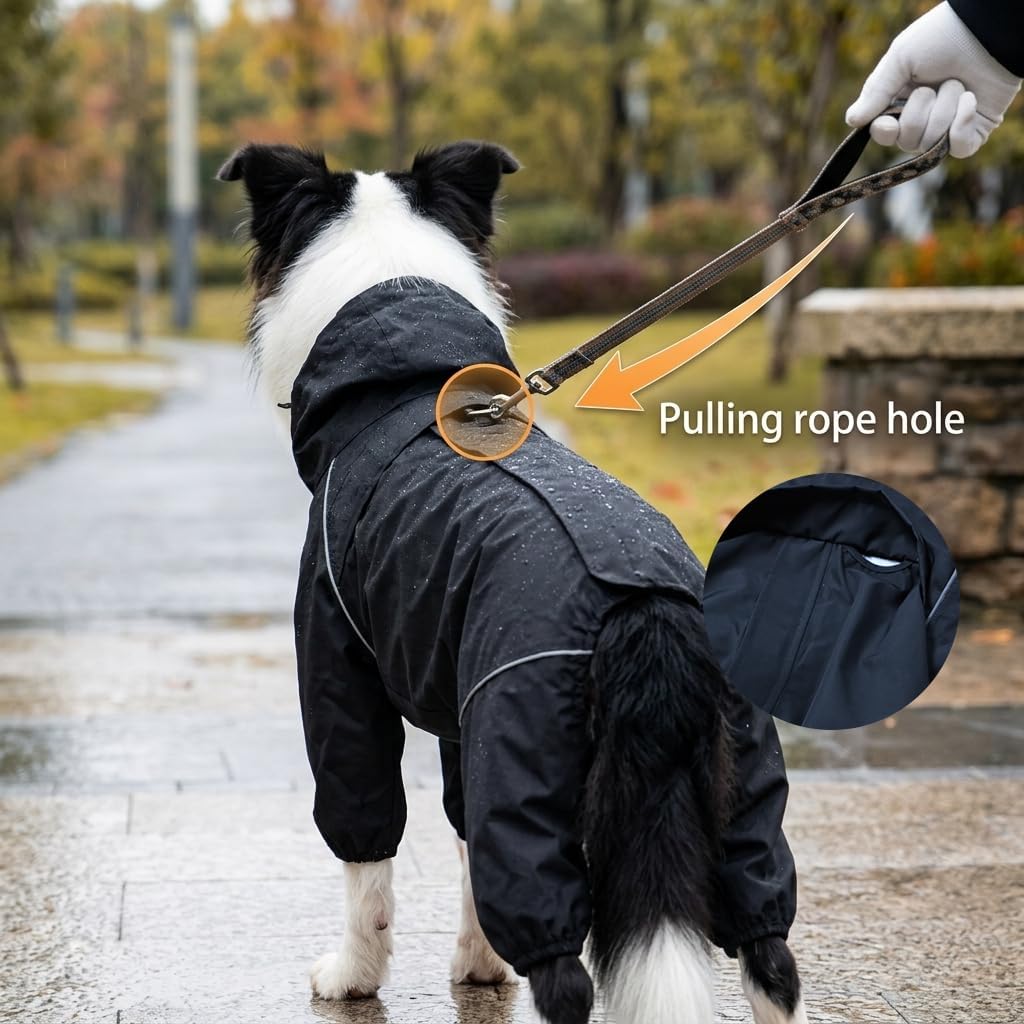 Heavy duty 300D polyester dog rain gear with taped seams