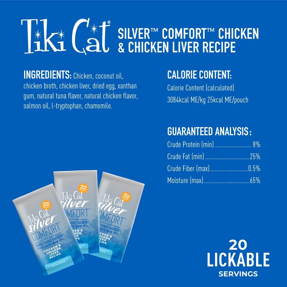 High calorie senior cat meal topper infused with coconut oil and chamomile
