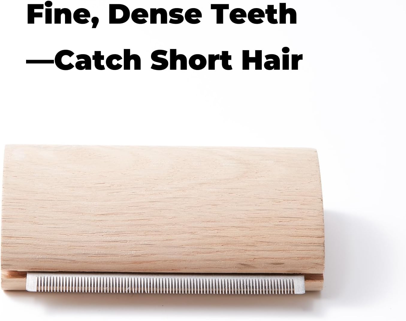 Eiqijci wooden deshedding comb being used on a dog neck and chest area