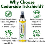 Four fluid ounce Cedarcide insect repellent bottles for family and pet use.
