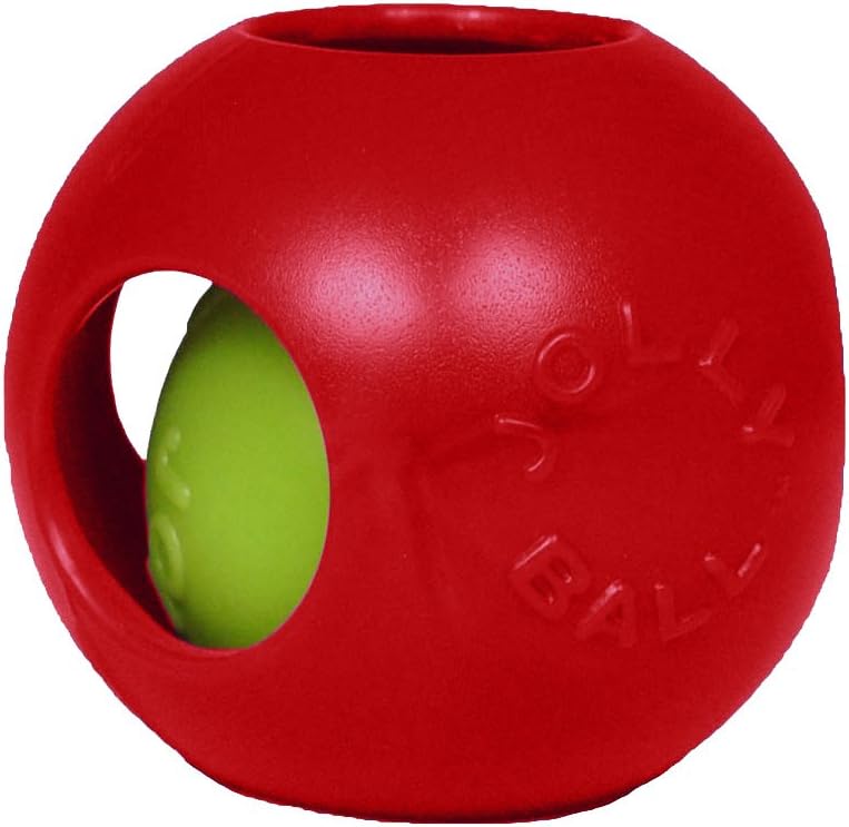 Jolly Pets Teaser Ball 6 inch red dog toy front view