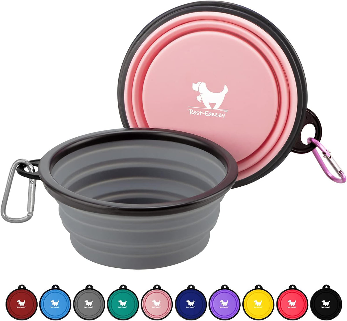 Collapsible Dog Bowls for Travel, 2-Pack Dog Portable Water Bowl for Dogs Cats Pet Foldable Feeding Watering Dish for Traveling Camping with Carabiners, BPA Free (Grey&Black, Small (Pack of 2)) - Image 15