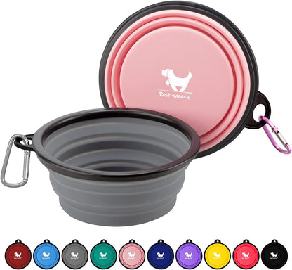 Collapsible Dog Bowls for Travel, 2-Pack Dog Portable Water Bowl for Dogs Cats Pet Foldable Feeding Watering Dish for Traveling Camping with Carabiners, BPA Free (Grey&Black, Small (Pack of 2)) - Image 15