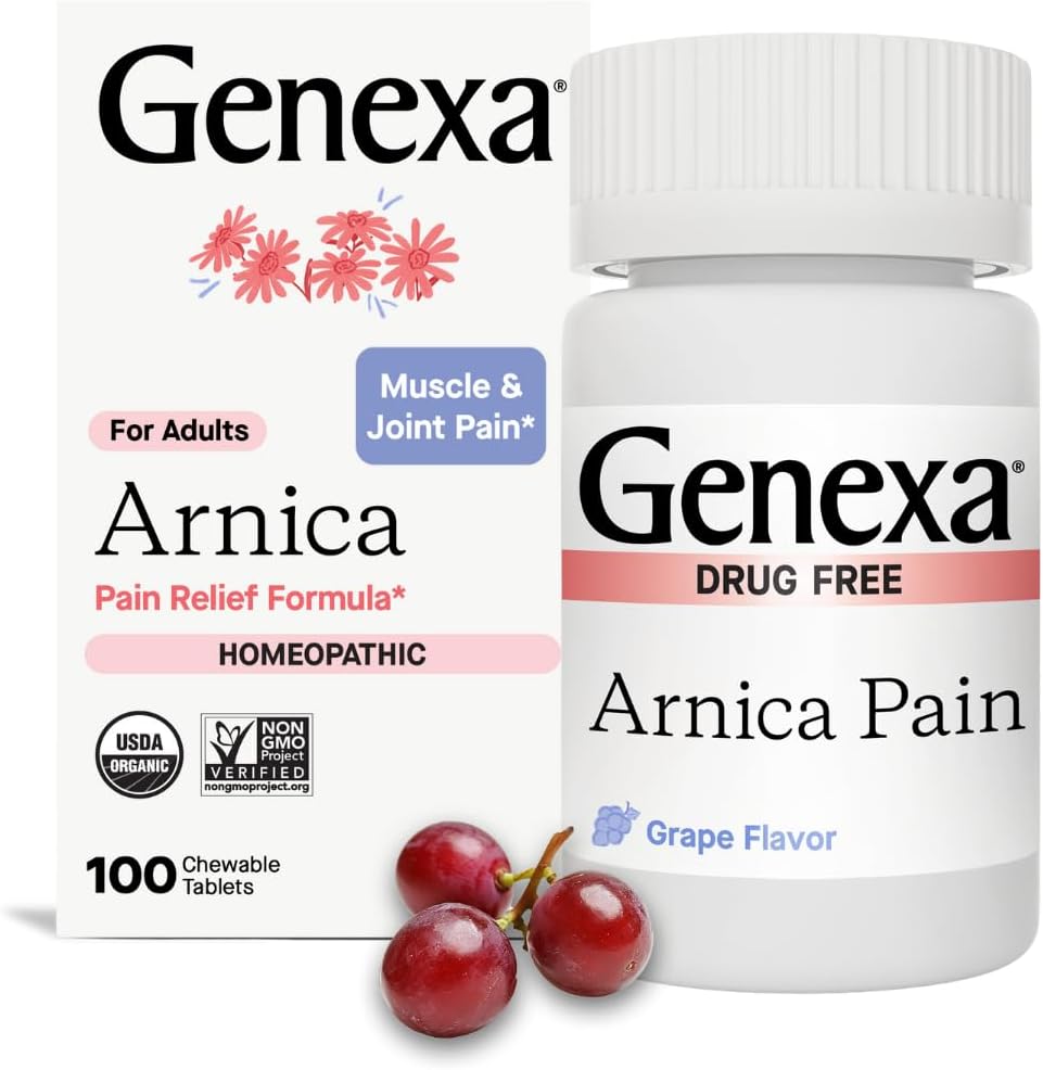 Genexa Arnica Pain Relief 100 Chewable Tablets front view