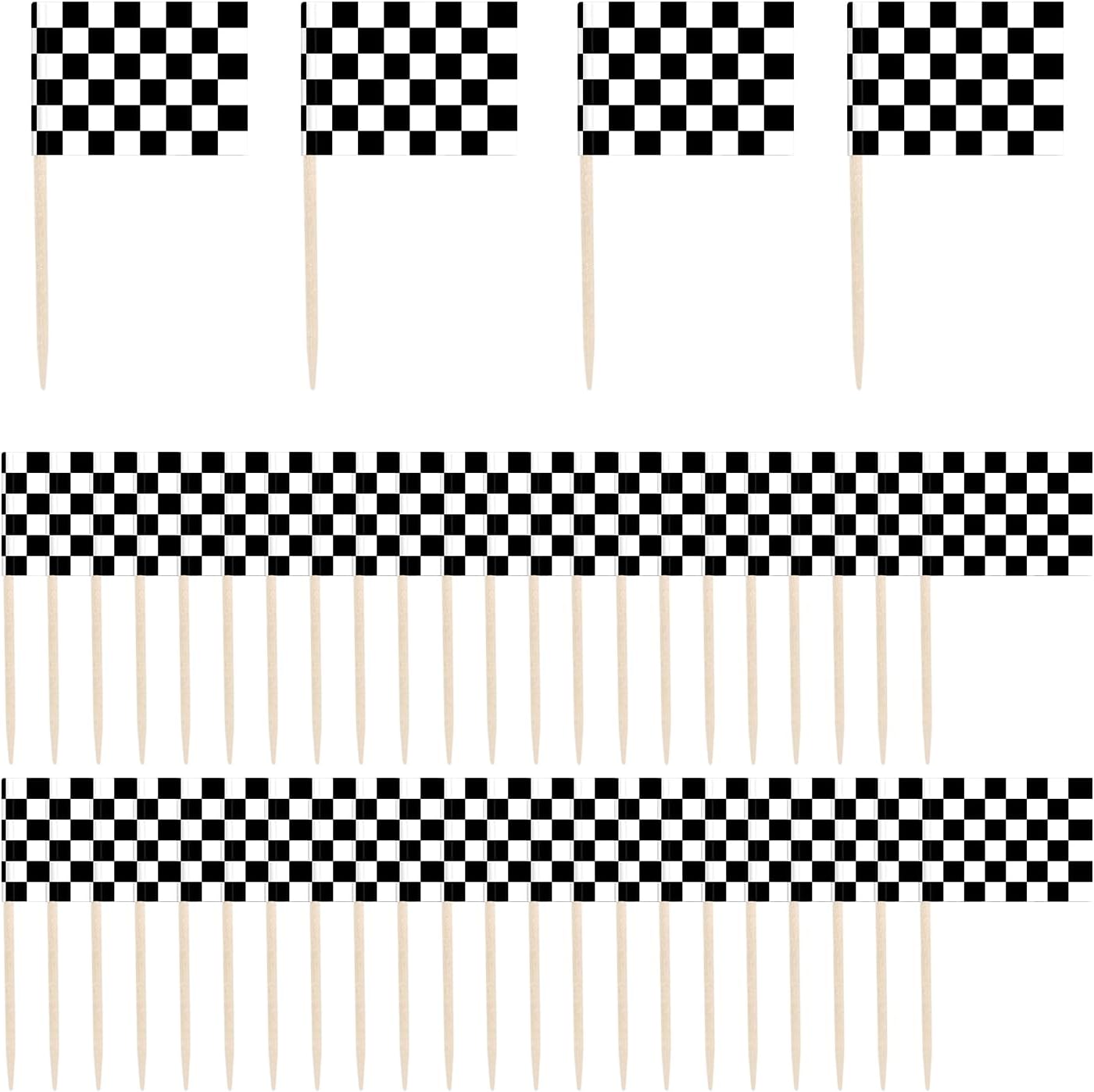 Jiuzi checkered racing flag toothpicks set of 100