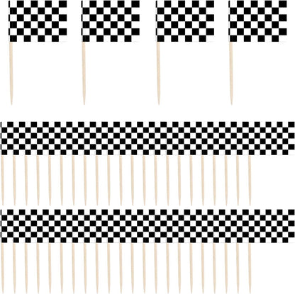 Jiuzi checkered racing flag toothpicks set of 100