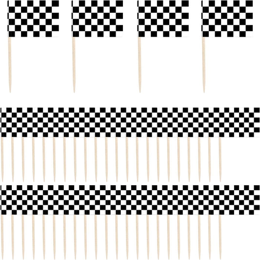 Jiuzi checkered racing flag toothpicks set of 100