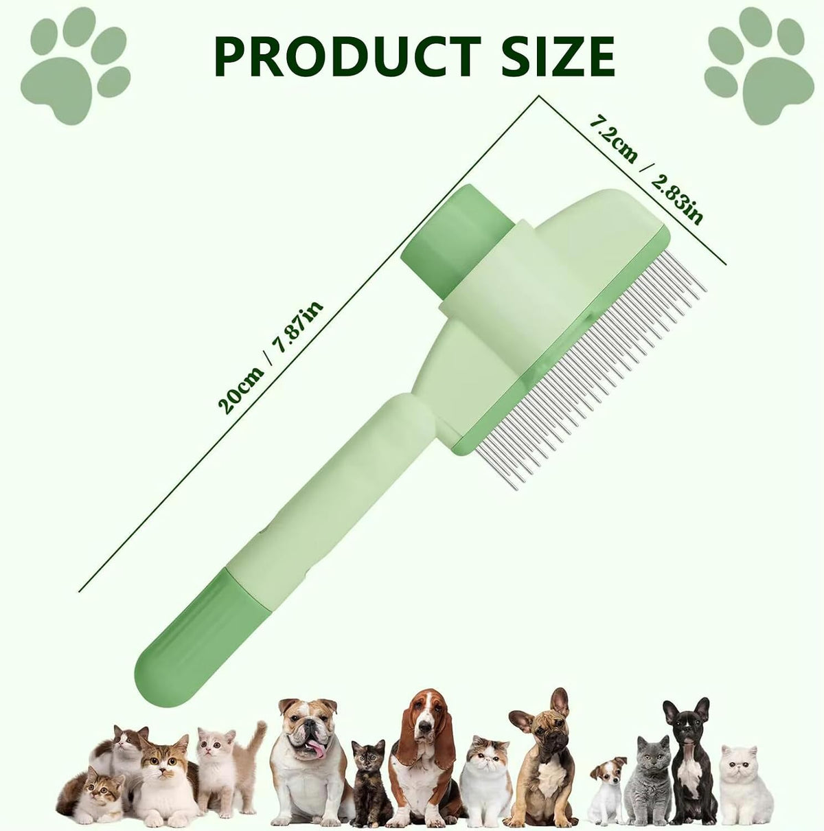 EYBDYB pet grooming tool showing stainless steel teeth