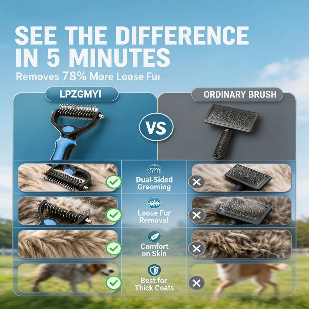 Ycppog pet grooming brush held in hand to show ergonomic grip
