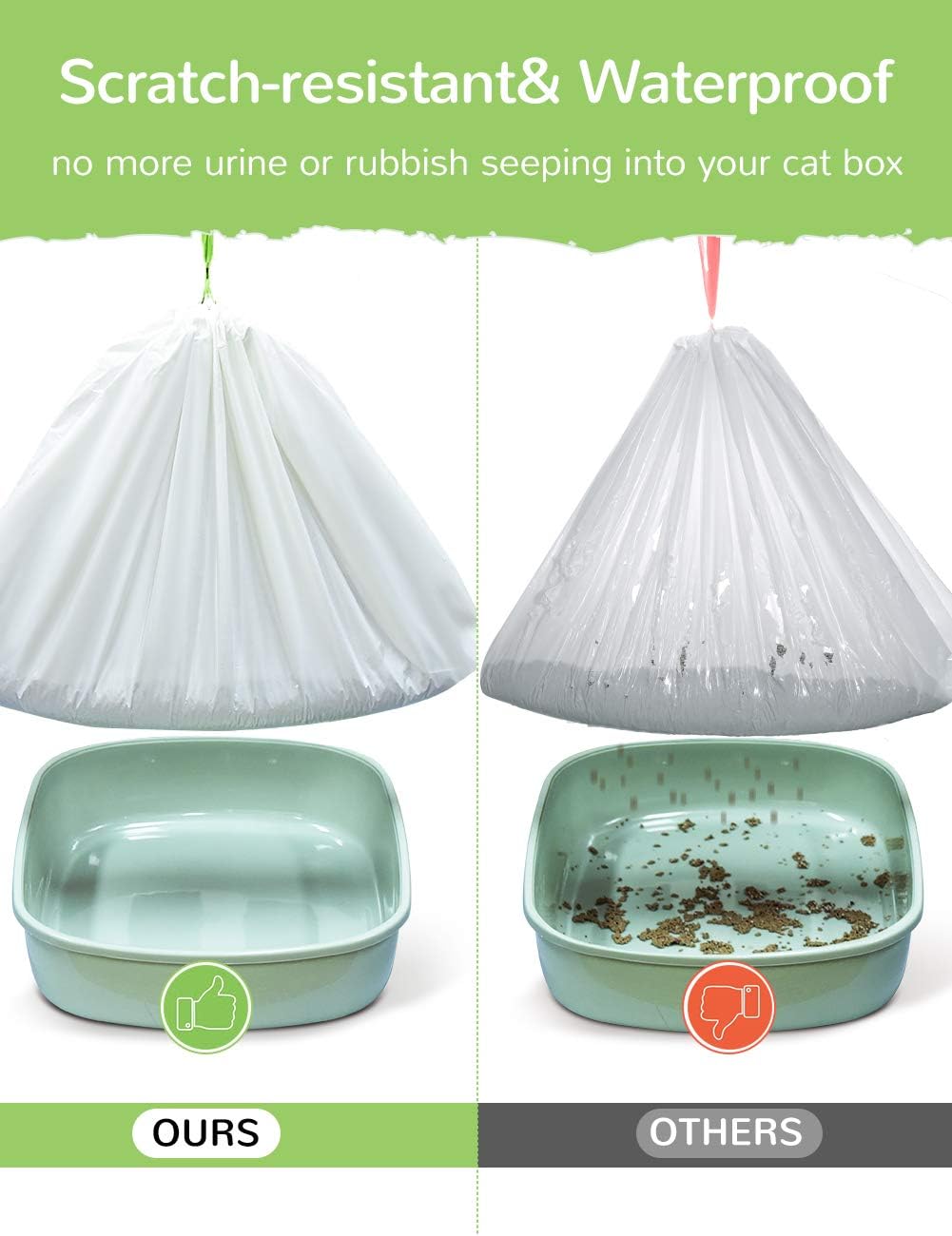 PETOCAT extra thick white cat litter pan bags rolled out
