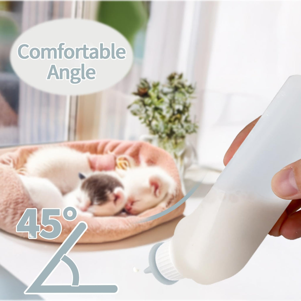 Xuandea curved anti choke kitten bottle kit overview on flat surface