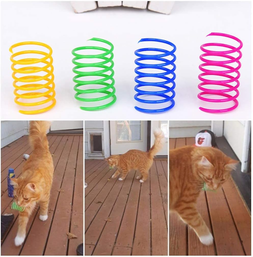 Durable 1.8 millimetre thick plastic spiral toy for kitten biting.