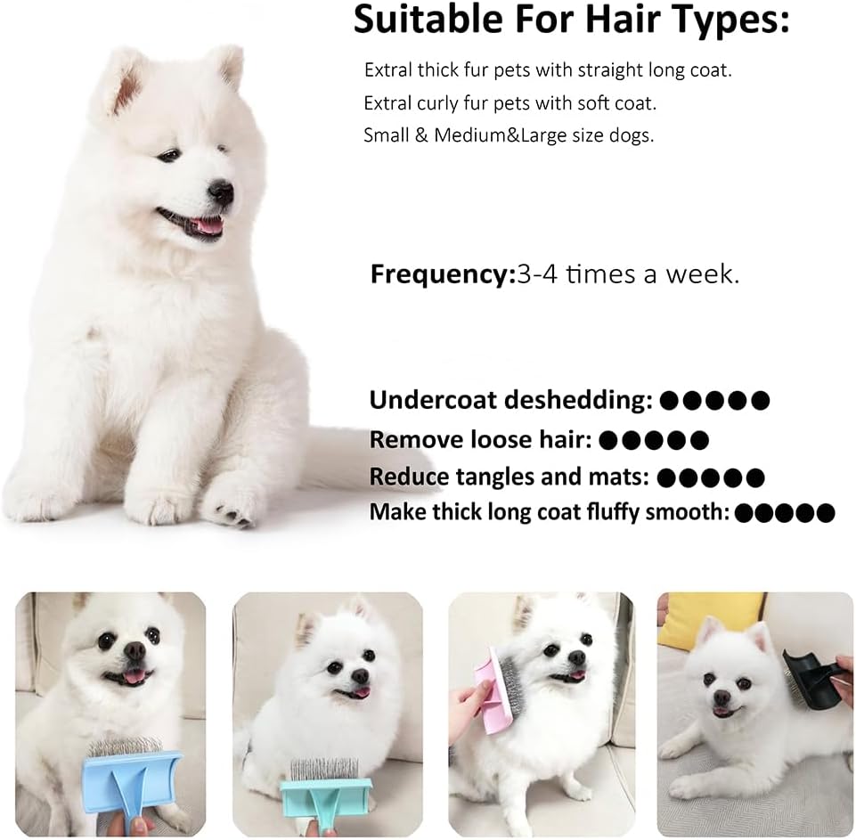Slicker Brush for Poodles and Goldendoodles - Curved Brush for Thick, Fluffy, Shedding Fur on Dogs and Cats - Soft, Gentle Pins for Grooming (Blue) - Image 10