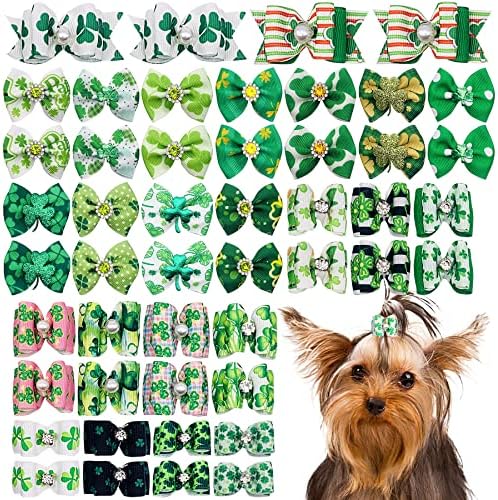 Close up of JpGdn pet grooming bows with elastic rubber bands