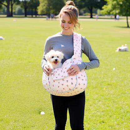 Floral print puppy carrier bag with storage pocket