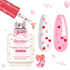 Beetles gel polish front view bottle showcasing heart glitter top coat