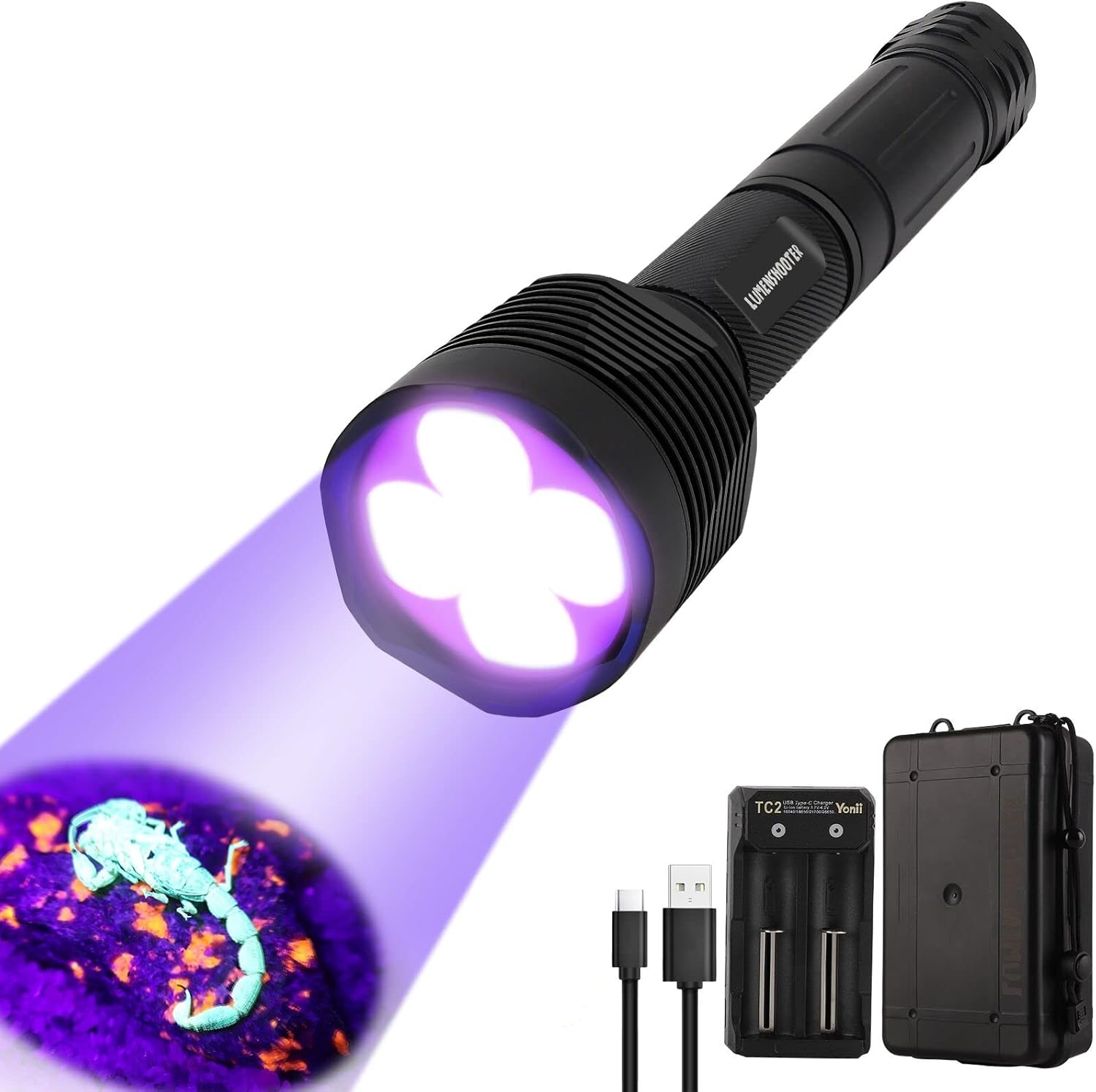 Authentic USA imported LUMENSHOOTER professional blacklight tool package presentation.
