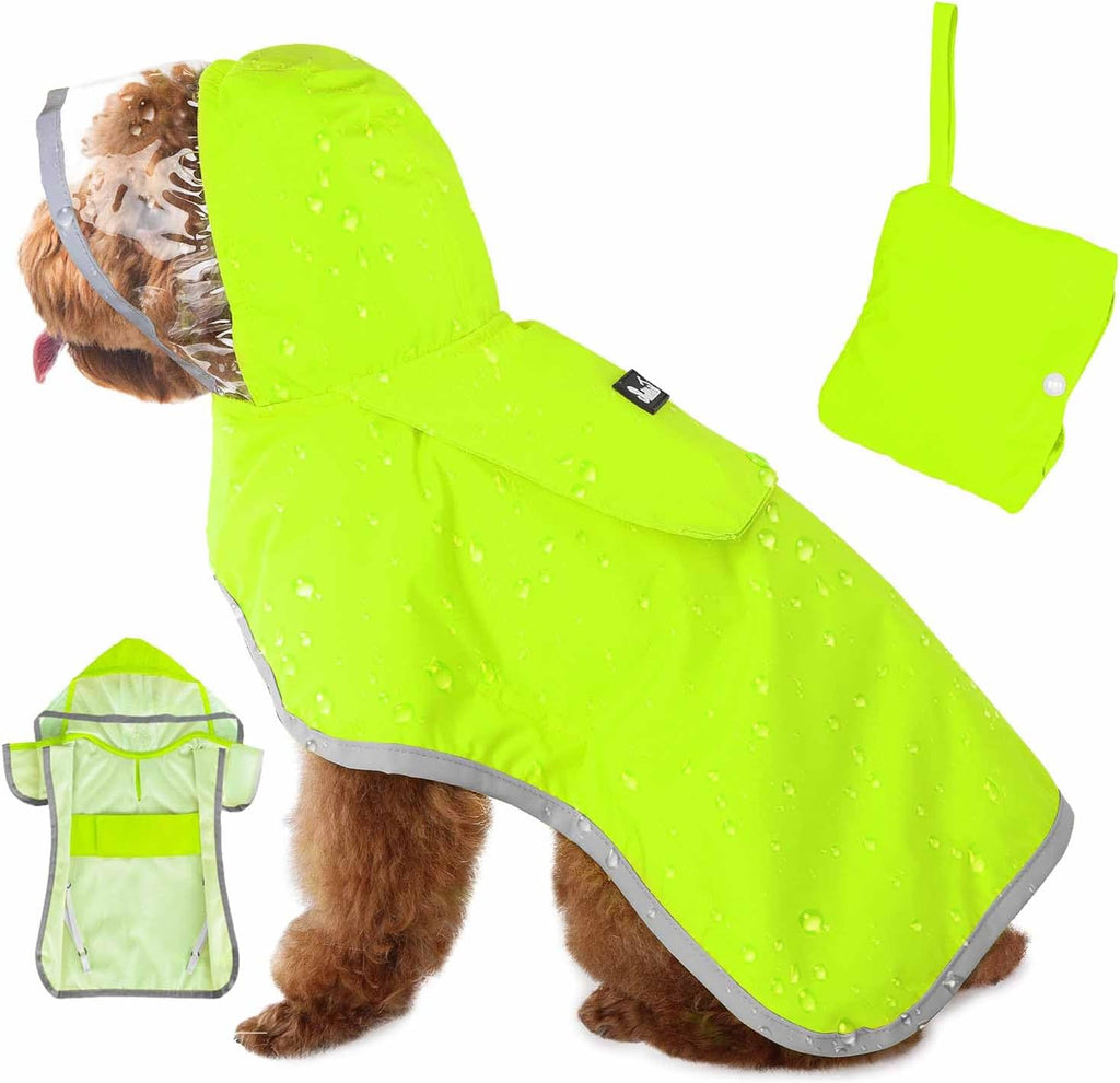 Lukovee Dog Raincoat, Adjustable Dog Rain Jacket with Clear Hooded Double Layer for Large Medium Small Dogs Puppies, Waterproof Rain Coat Poncho with Reflective Storage Pocket & Rim (Yellow, L) - Image 11