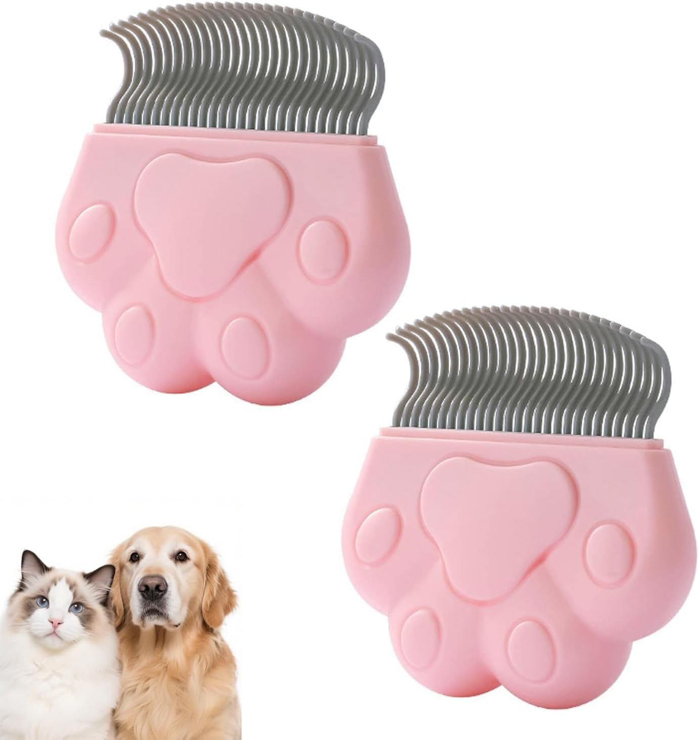 KQUQK pet dematting comb front view showing stainless steel undercoat rake teeth.