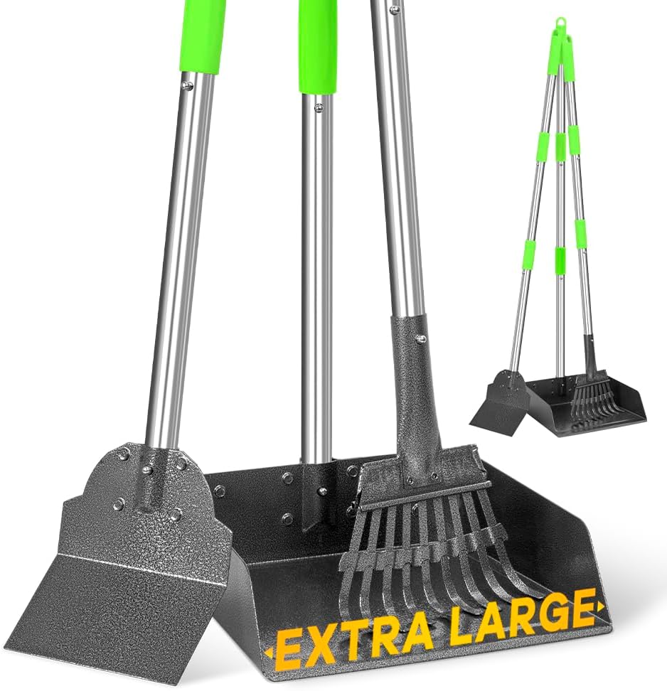 TOOGE larger pooper scooper set front view for heavy duty yard cleaning.