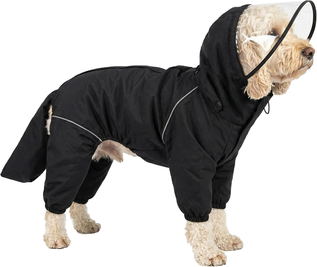 Dog Raincoat for Medium Large Dogs,rain Jacket Coat, Full Leg Coverage Waterproof Rain Suit with Detachable Hood & Tail, Reflective Strips, Snag-Free Top Zipper (Black for Boy, XX-Large) - Image 12