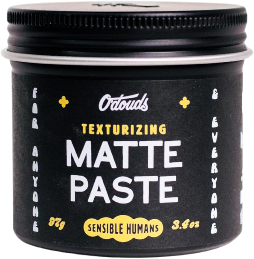 O'Douds Matte Paste natural hair styling clay front view jar for men