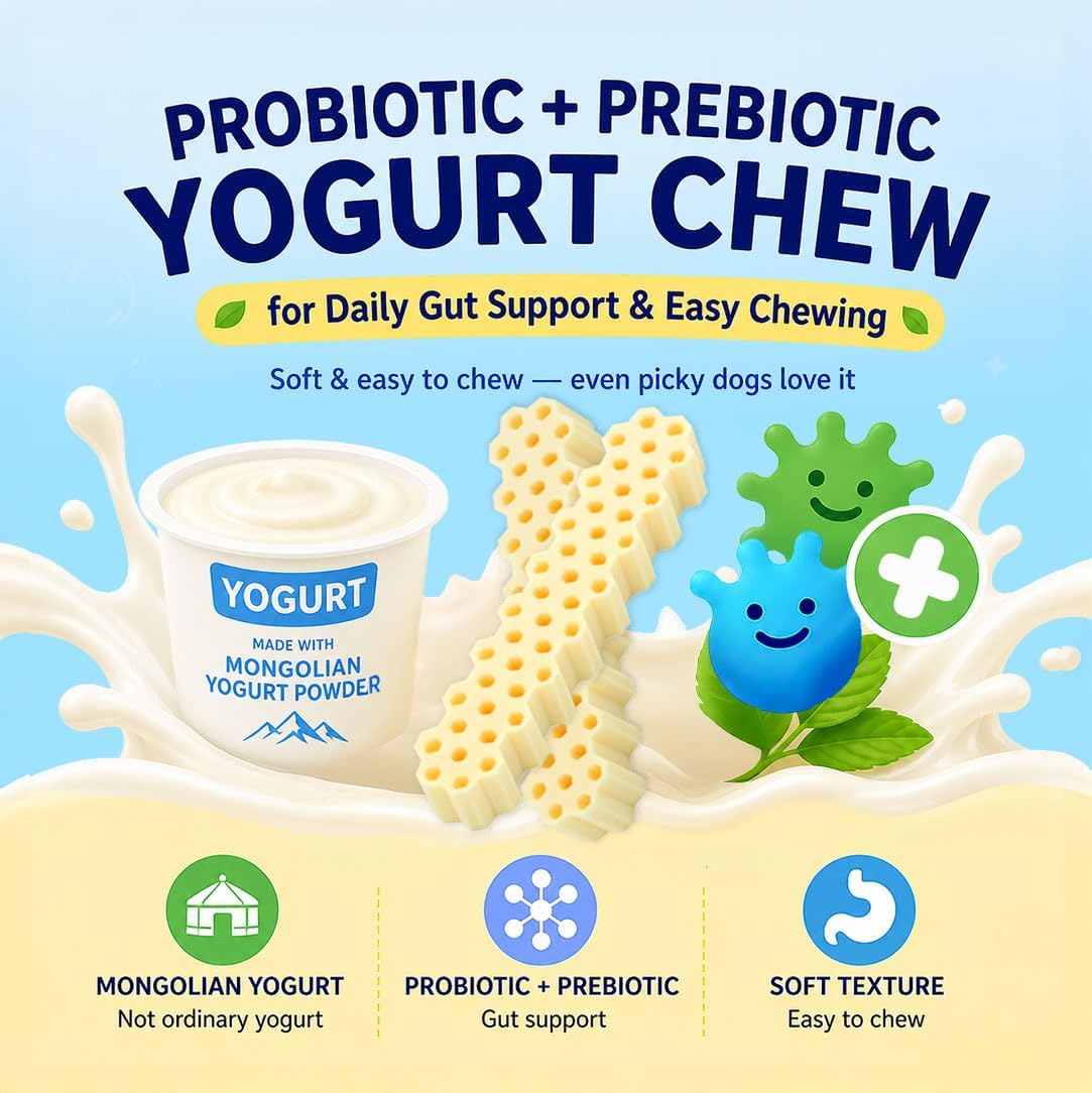 Close up of long honeycomb shaped probiotic dog chew