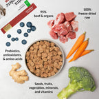 Ultimate Pet Nutrition freeze dried raw dog food 16 ounce bag standing upright