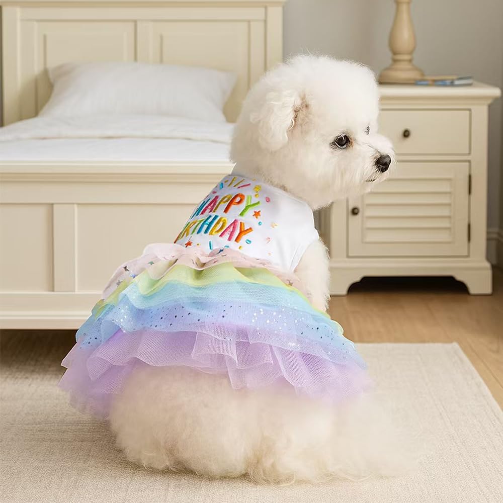 JAAQUCD brand rainbow pet skirt outfit lightweight texture preview