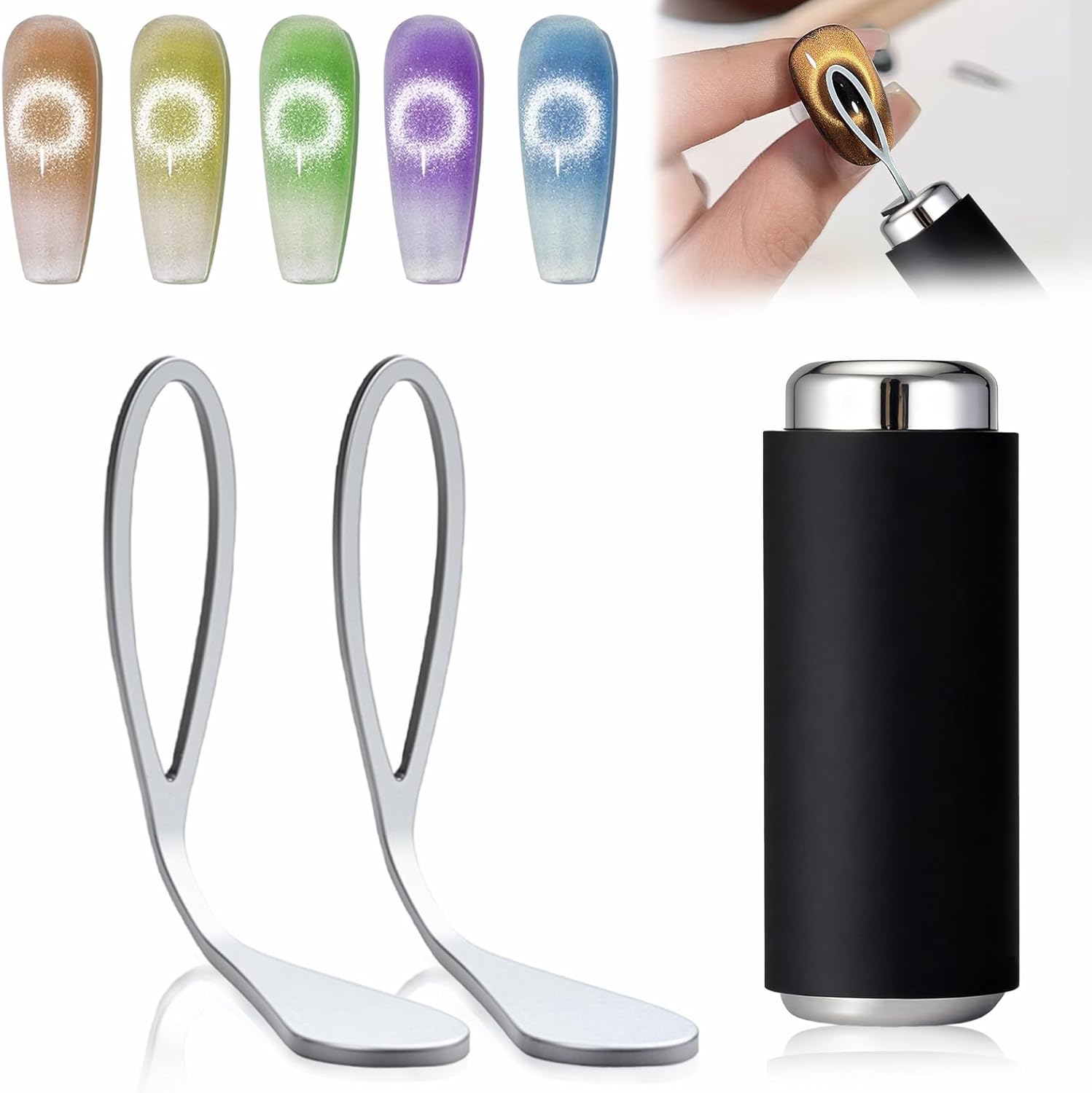Plman nail magnet tool set featuring magnetic wands and cylindrical magnet for black hole effects.