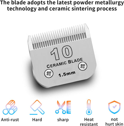 Three pack detachable size 10 ceramic blades for professional dog grooming