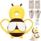 Minochi baby head protector backpack yellow bee front view