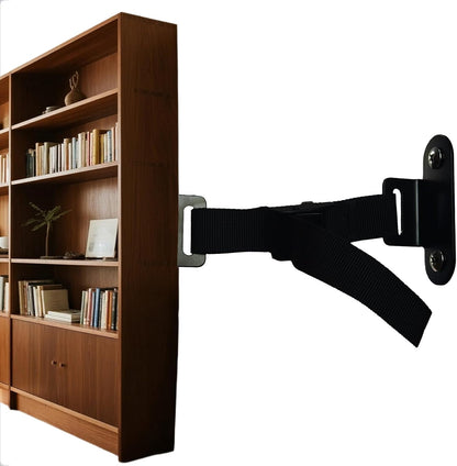 Booda Brand furniture anchors front view showing the heavy duty anti tip baby proofing straps kit