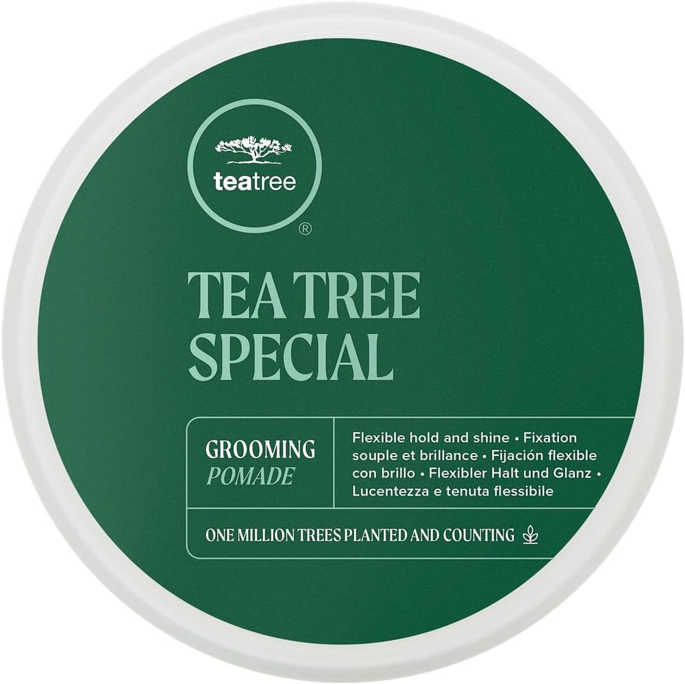 Paul Mitchell Tea Tree Grooming Pomade front view premium imported hair styling wax jar