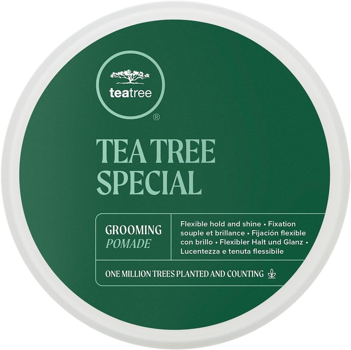 Paul Mitchell Tea Tree Grooming Pomade front view premium imported hair styling wax jar