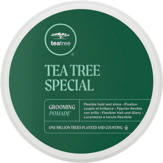 Paul Mitchell Tea Tree Grooming Pomade front view premium imported hair styling wax jar
