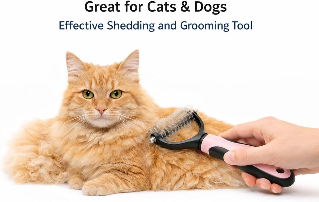 Pet owner using the brush on a long-haired dog