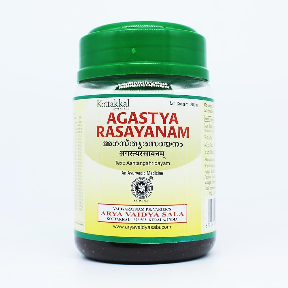 Kottakkal Ayurveda Agasthya Rasayanam 200g jar front view for respiratory lung health.