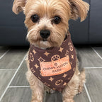 Millionaire Mutt luxury parody dog scarf showing monogram pattern