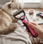 Pet Grooming Undercoat Rake, Double-Sided Dematting Comb for Dogs & Cats, Stainless Steel Shedding Brush for Detangling, Removing Mats & Loose Fur - 1 Pack - Image 10