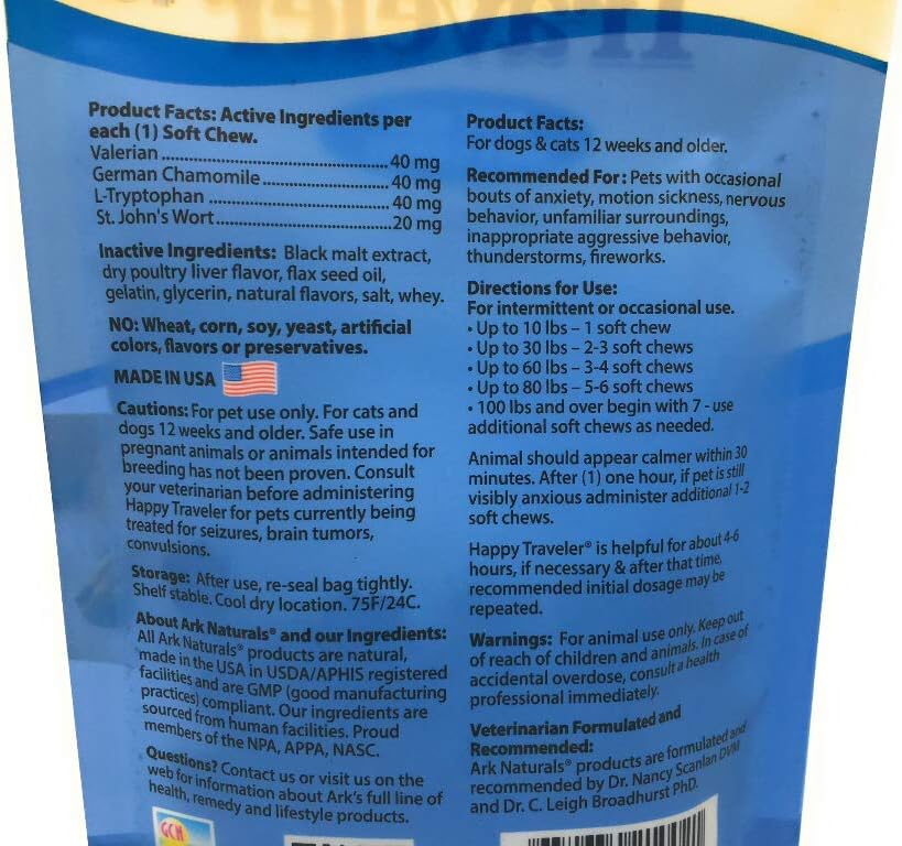 Dog and cat natural anxiety relief chews packaging