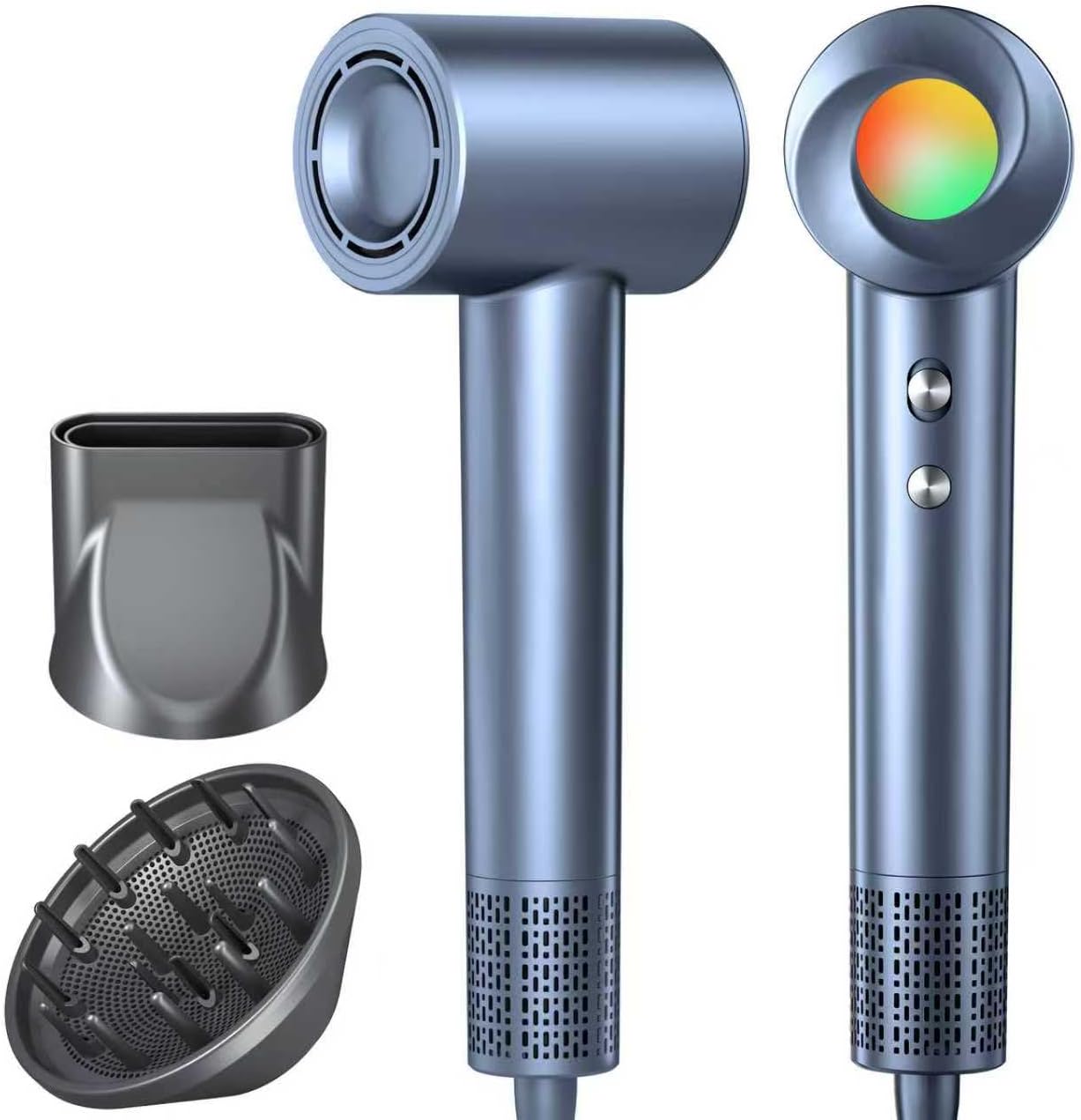 Foiyuf 160000 RPM ionic hair dryer in blue front view