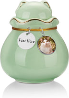 SOITIS Pet Memorial Urn for Cat or Dog Ashes - 3.54"x3.15" Elegant Ceramic Keepsake Holder with Pet-Shaped Lid & Gold Trim, Small Cyan Urn for Pet Ashes Portable Size Urns - Image 9
