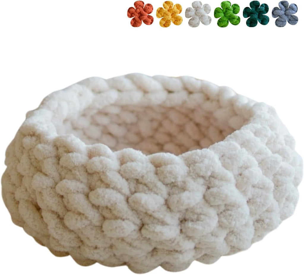 Cat Nest Bed - Premium Self Warming Handwoven Washable Extra Soft Round Cave House for Indoor Kitten & Kitty, Small & Large (Grayish Blue,Large) - Image 10