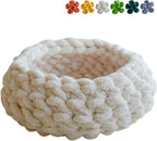 Cat Nest Bed - Premium Self Warming Handwoven Washable Extra Soft Round Cave House for Indoor Kitten & Kitty, Small & Large (Grayish Blue,Large) - Image 10