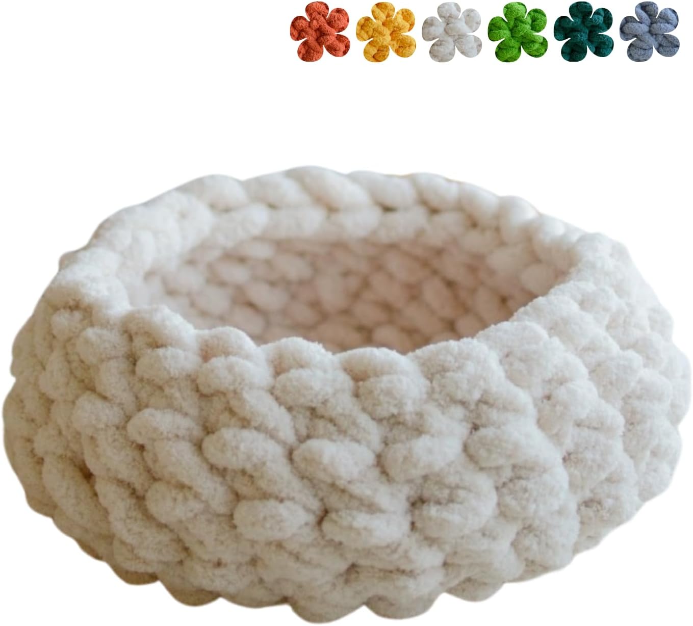 Cat Nest Bed - Premium Self Warming Handwoven Washable Extra Soft Round Cave House for Indoor Kitten & Kitty, Small & Large (Grayish Blue,Large) - Image 10
