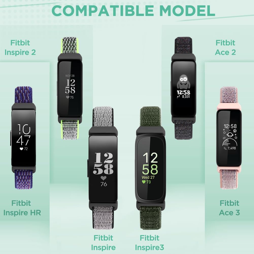 WNIPH solo loop wristbands for Fitbit Ace 3 showcasing the seashell color variant.