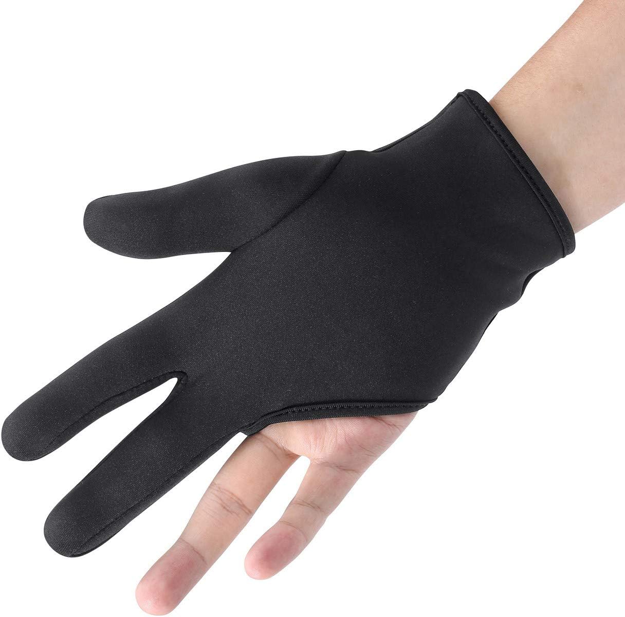 FALETO professional heat resistant glove front view black three finger styling mitten