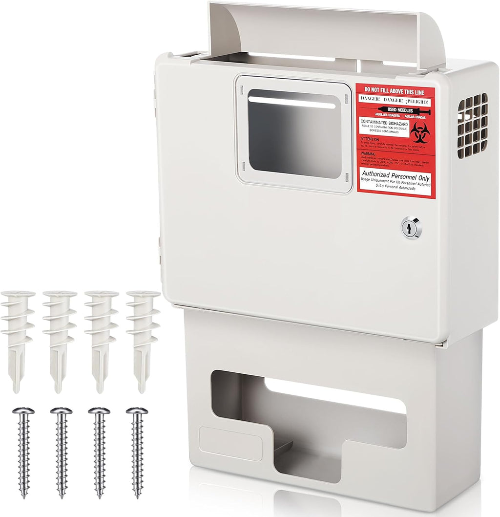 Geiserailie wall mount locking cabinet with white steel finish and glove holder